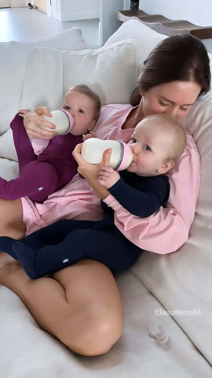 Lauren Burnham and Arie Luyendyk Jr.'s Twins Senna and Lux's Cutest Photos Bottle Babies