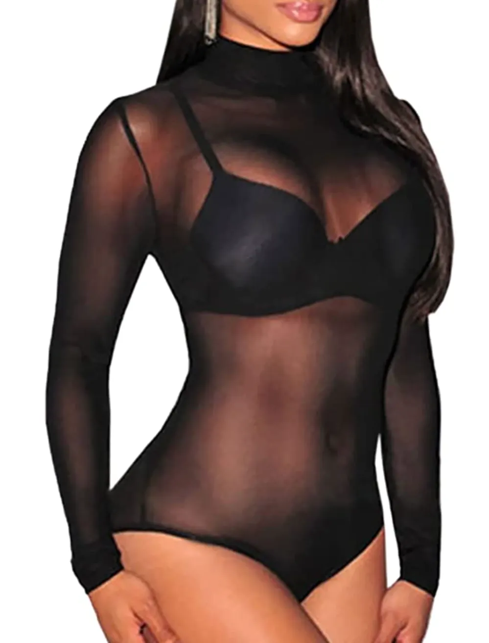 Lrady Women's Sheer Mesh Bodysuit
