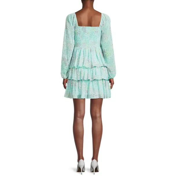 Madden NYC Women's Triple Ruffle Smocked Peasant Dress