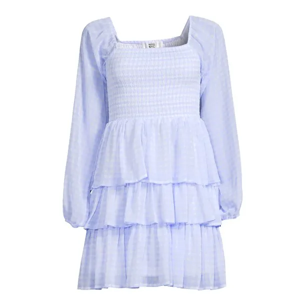 Madden NYC Women's Triple Ruffle Smocked Peasant Dress