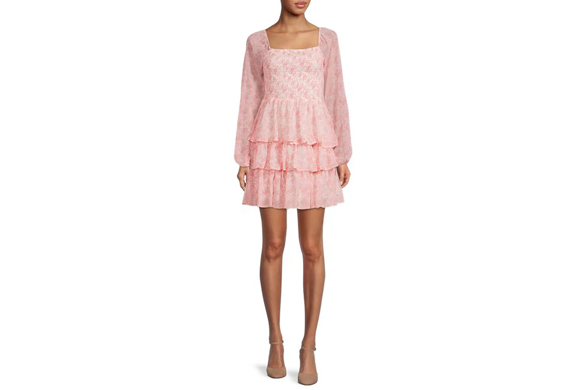 Madden NYC Women's Triple Ruffle Smocked Peasant Dress