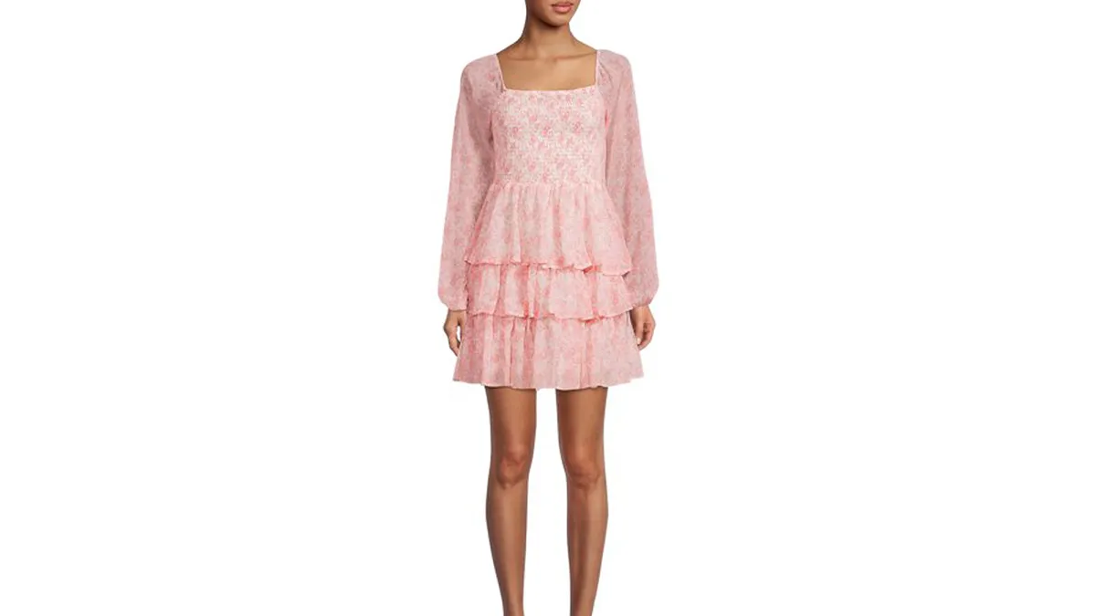 Madden NYC Women's Triple Ruffle Smocked Peasant Dress