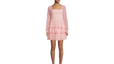 Madden NYC Women's Triple Ruffle Smocked Peasant Dress