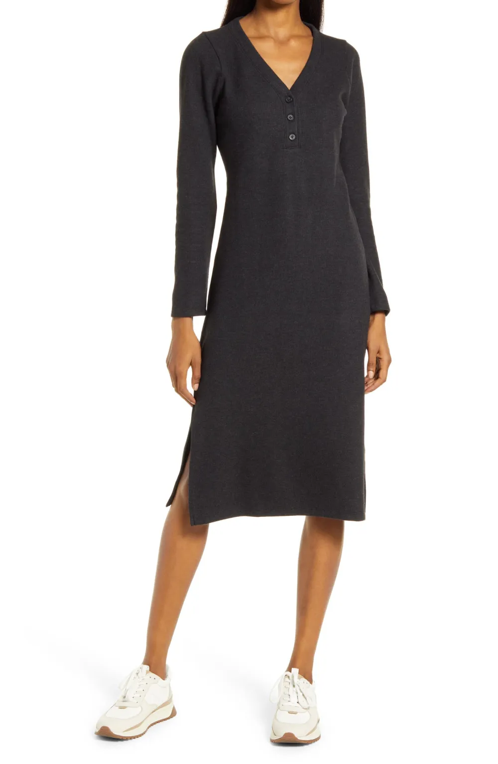 Madewell Henley Long Sleeve Midi Dress