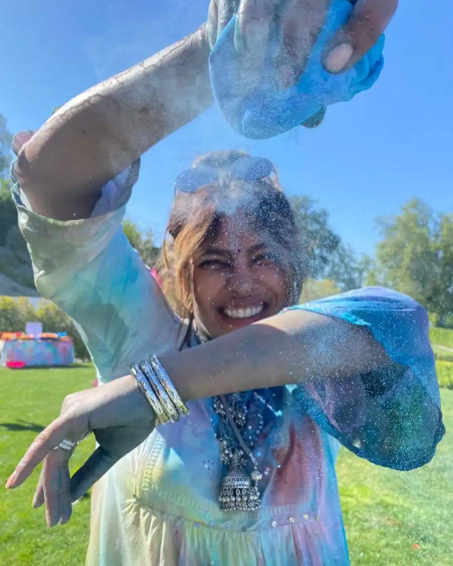 Nick Jonas and Priyanka Chopra Celebrate 1st Holi Since Becoming Parents: See Photos From the Festivities