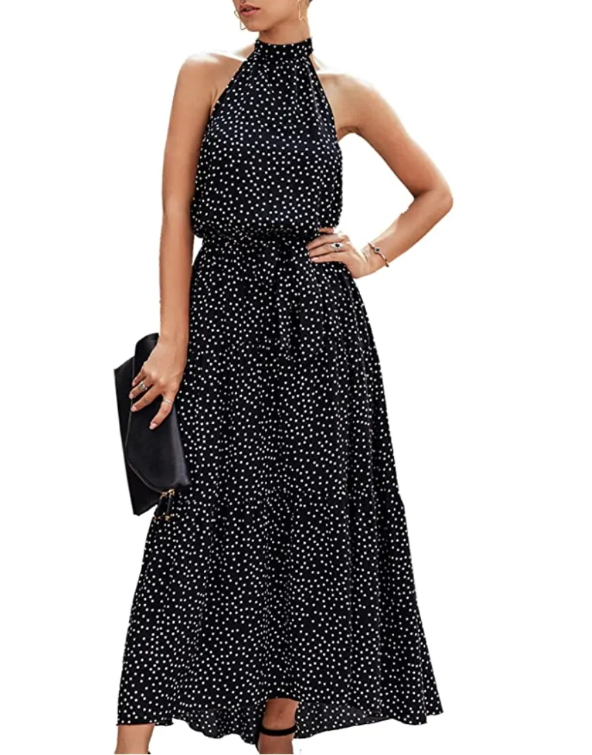 PRETTYGARDEN Women&rsquo;s Halter Neck Sleeveless Long Maxi Dress