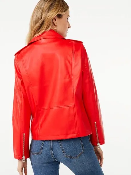 Scoop Women's Faux Leather Moto Jacket