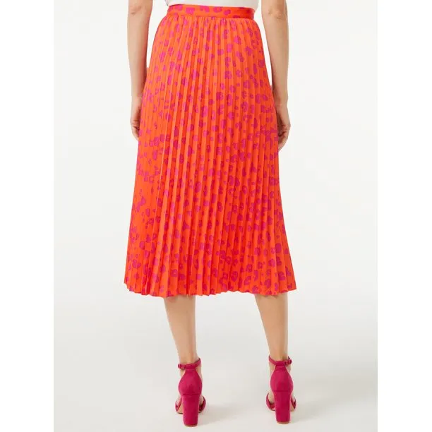 Scoop Women's Pleated Matte Satin Midi Skirt