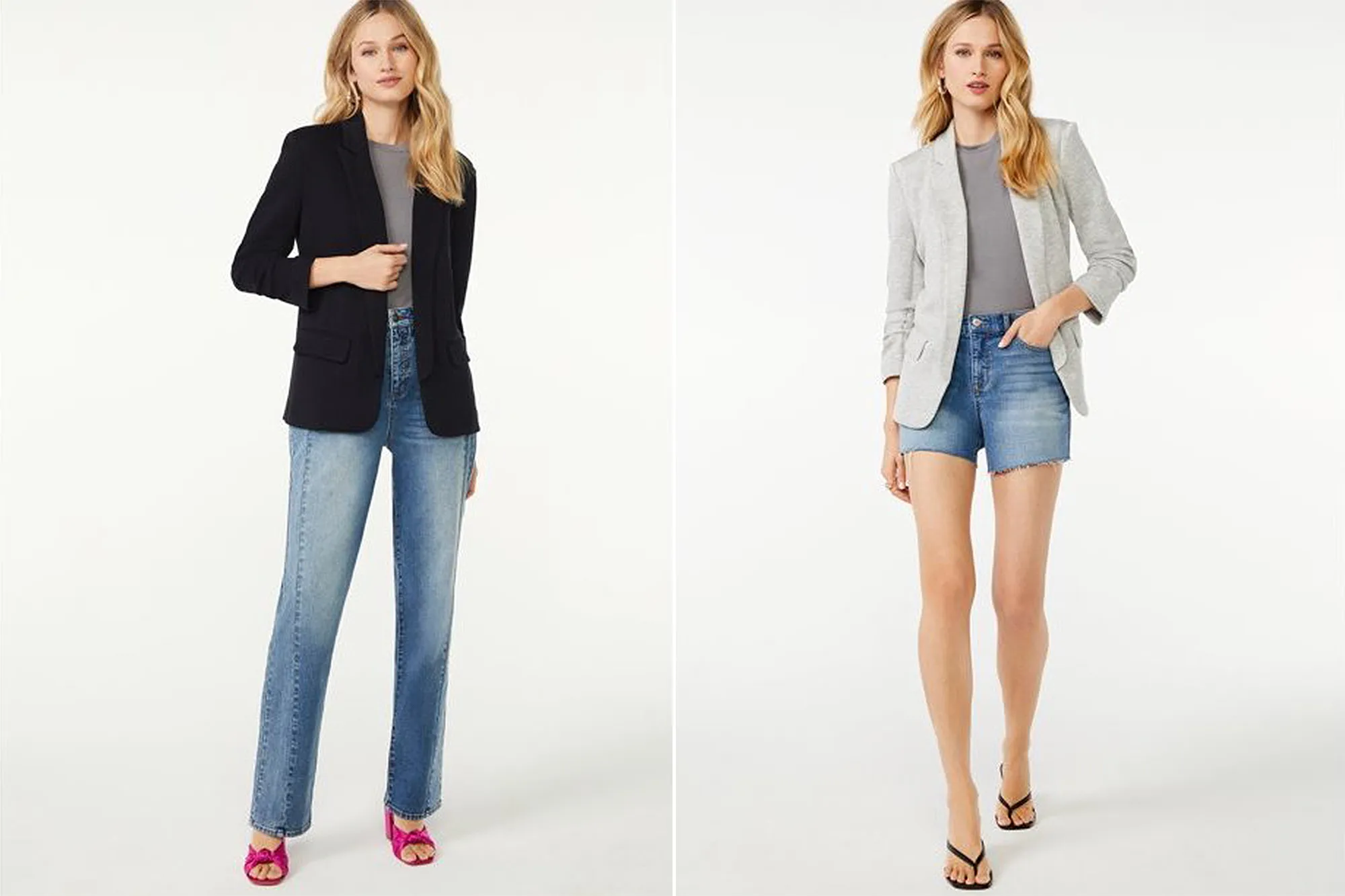 Scoop Women's Scuba Blazer with Scrunch Sleeves