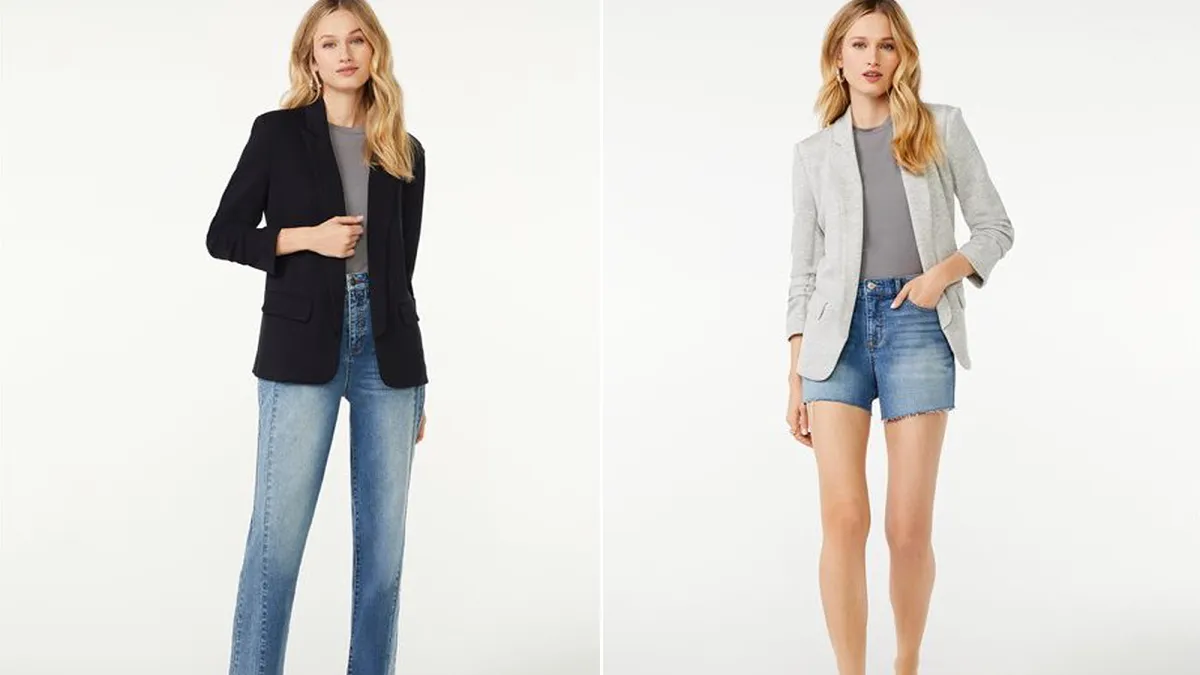 Scoop Women's Scuba Blazer with Scrunch Sleeves