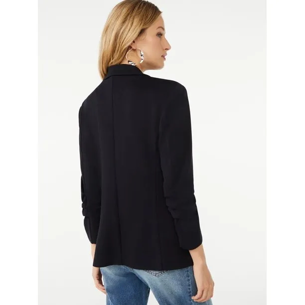 Scoop Women's Scuba Blazer with Scrunch Sleeves