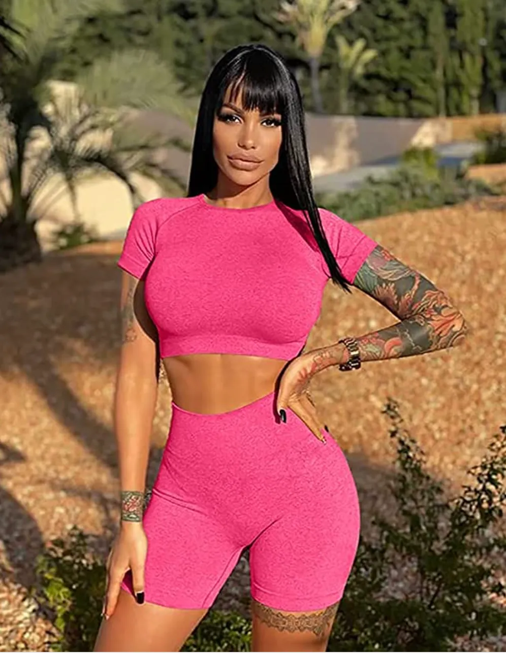 hot pink workout set