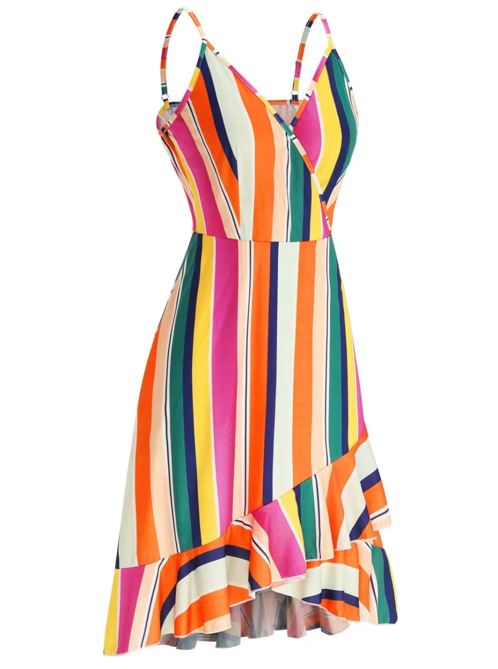 ULTRANICE Wrap V Neck Ruffle Dress