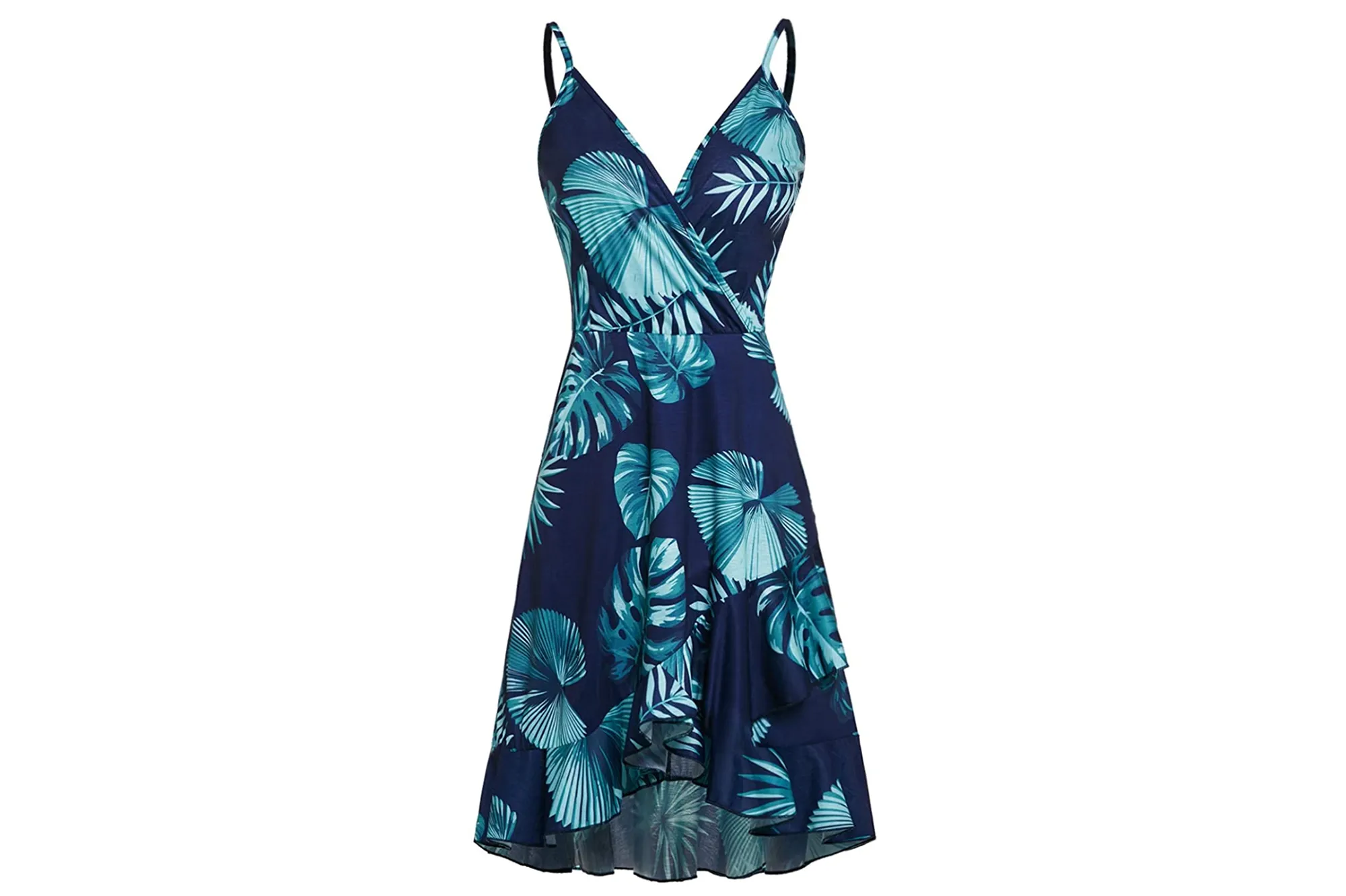 ULTRANICE Wrap V Neck Ruffle Dress