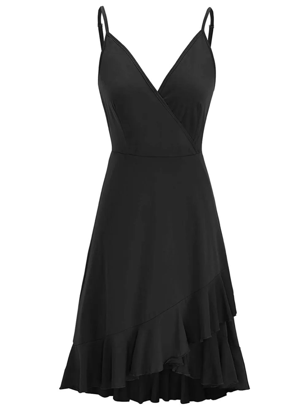 ULTRANICE Wrap V Neck Ruffle Dress