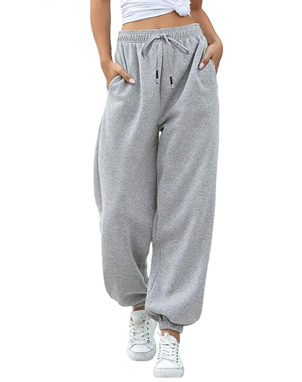 VINMEN Cinch Bottom Sweatpants for Women with Pockets
