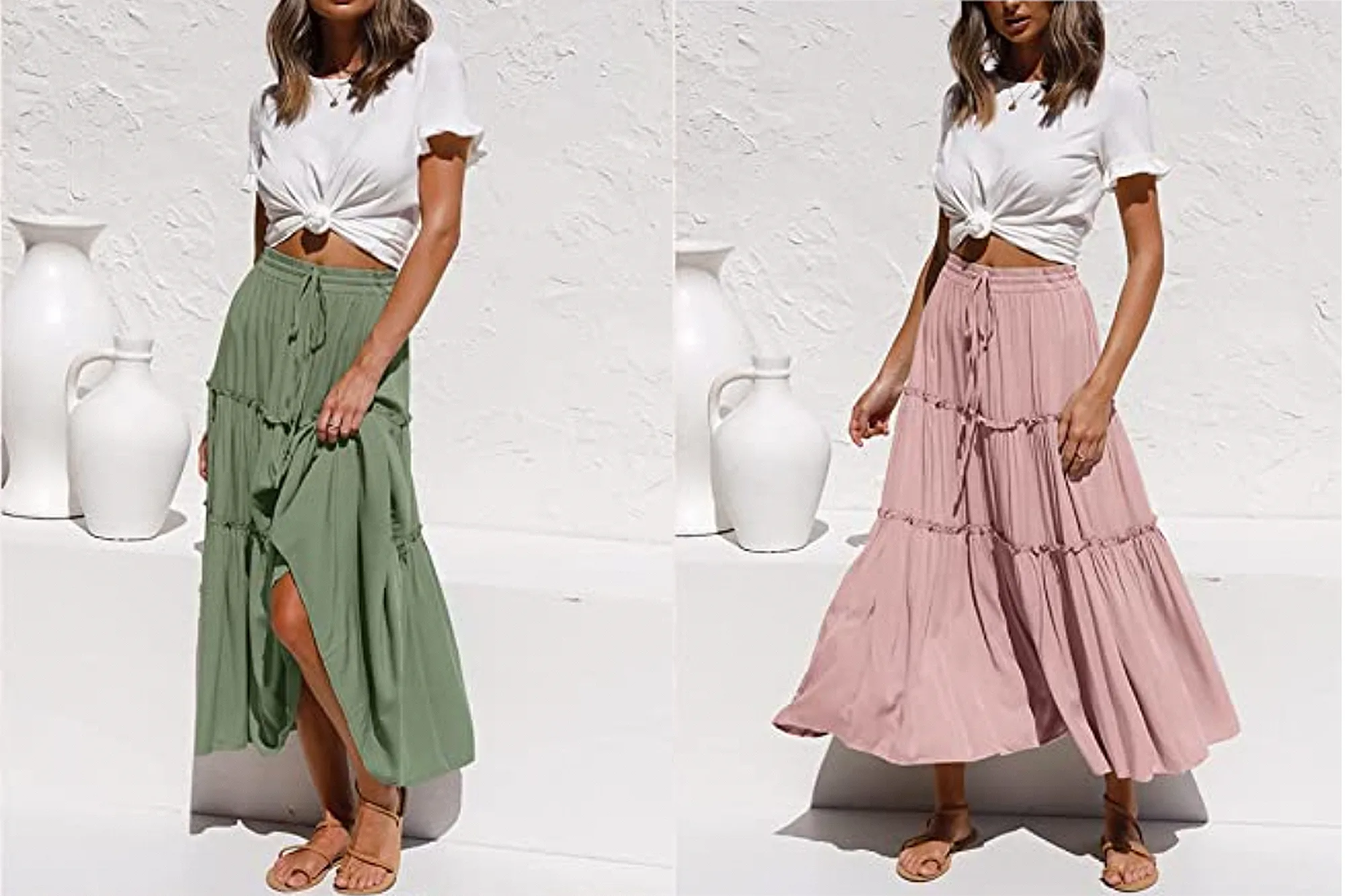 VTSGN Women's High Waisted Boho Maxi Skirt