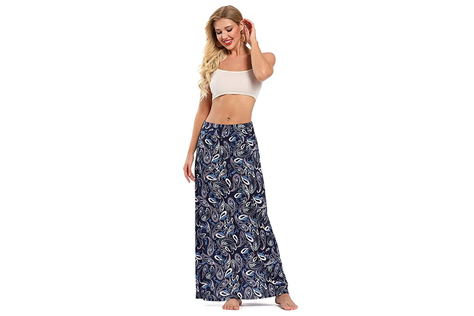Yinggeli Women's Bohemian Print Long Maxi Skirt
