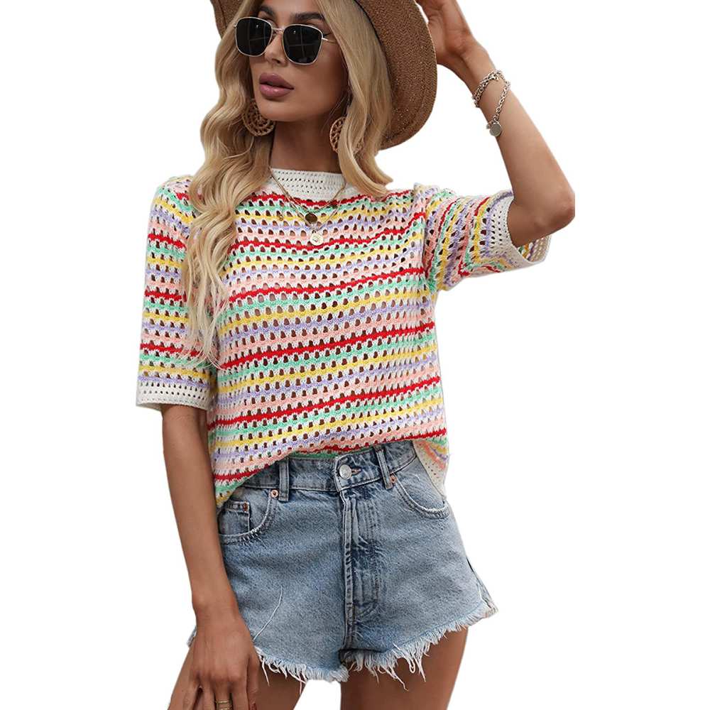 amazon-angashion-summer-sweater-beige-rainbow