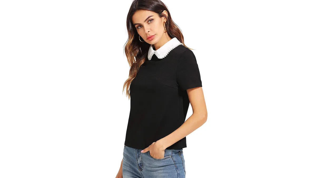 black collared work shirt