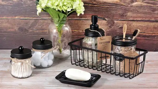 six-piece bathroom organizer set