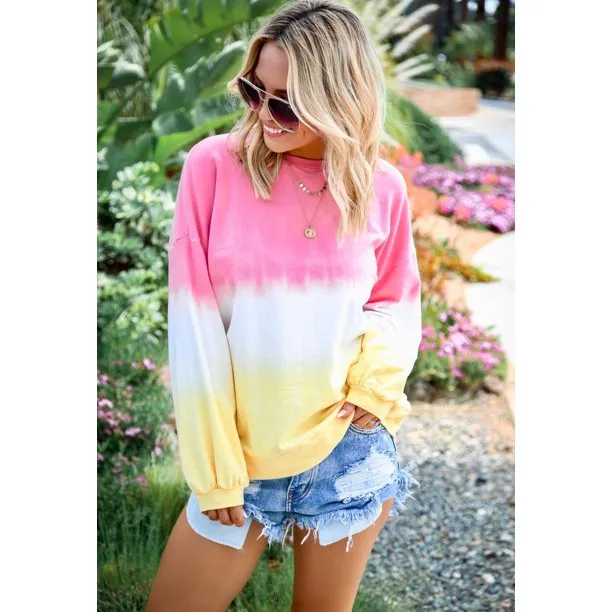 tie dye color block sweatshirt