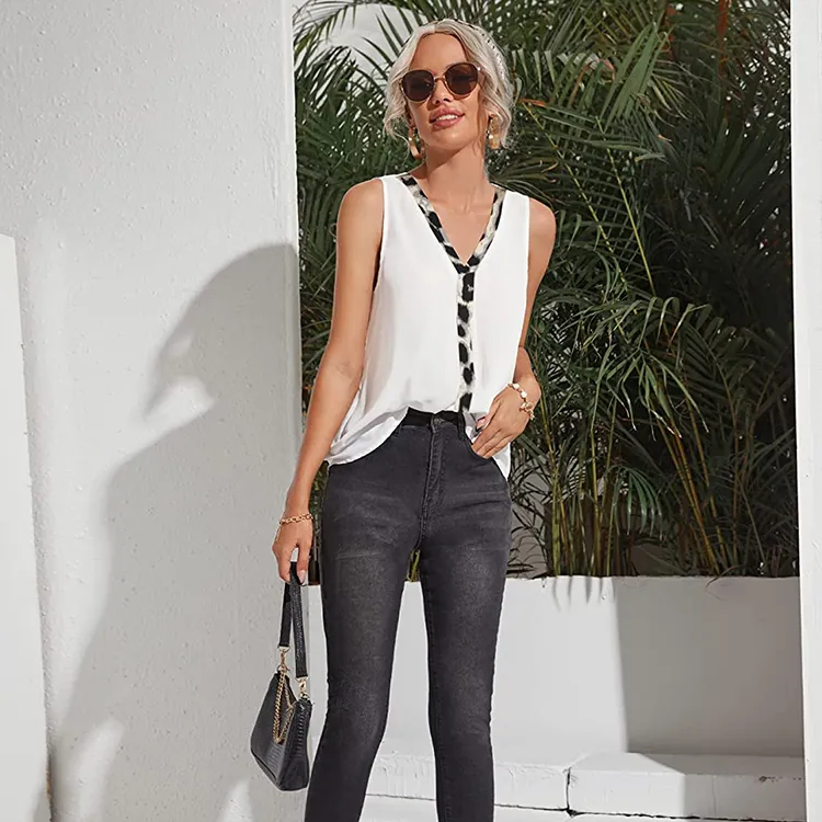 white sleeveless top