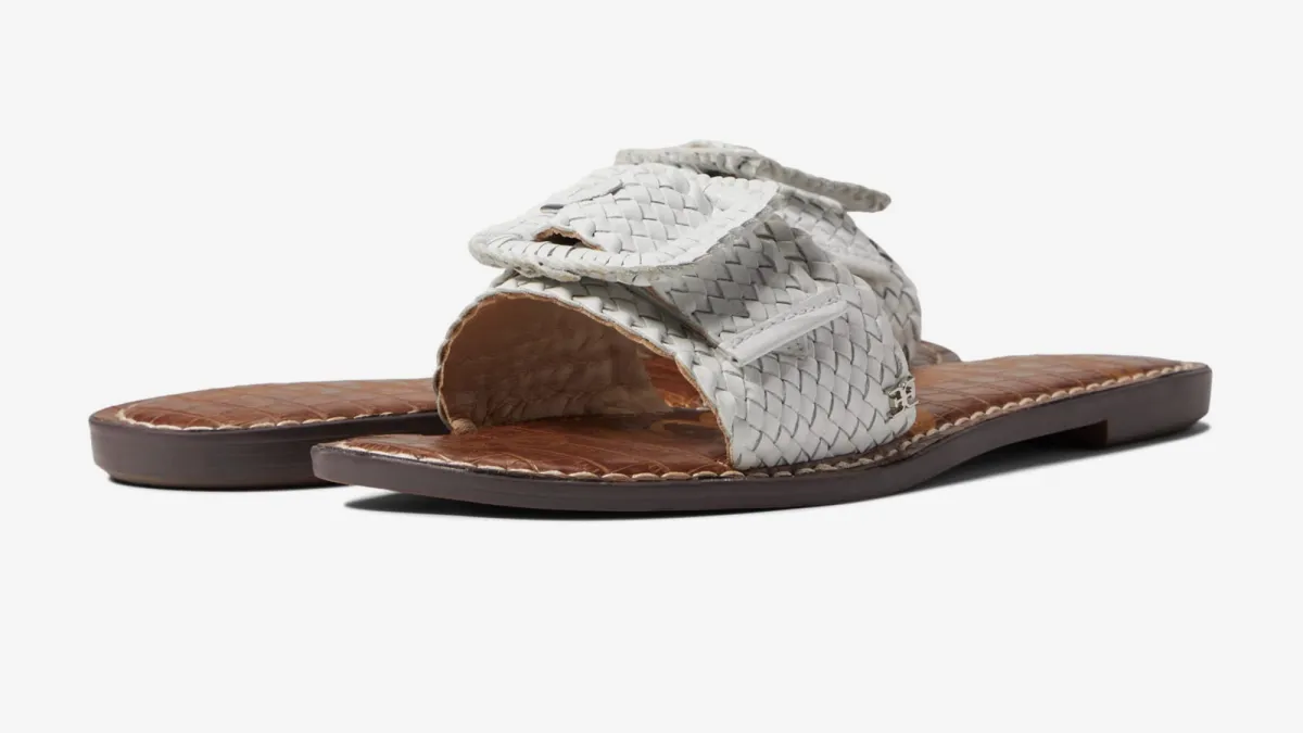 white slide sandals