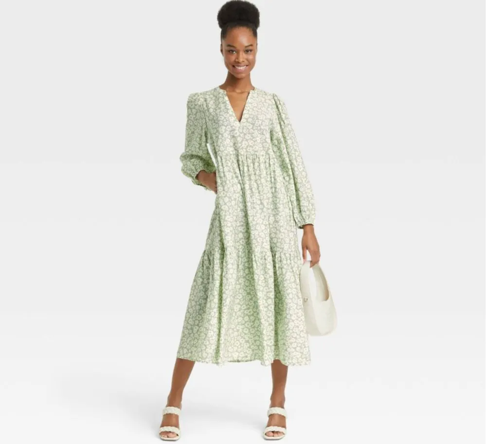 A New Day Women's Long Sleeve Tiered Dress