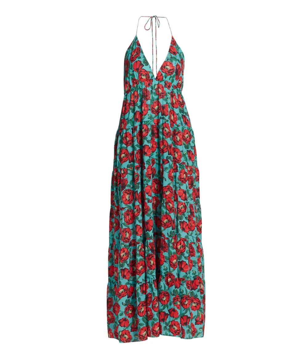 Alice + Olivia Mae Halter Tiered Maxi Dress