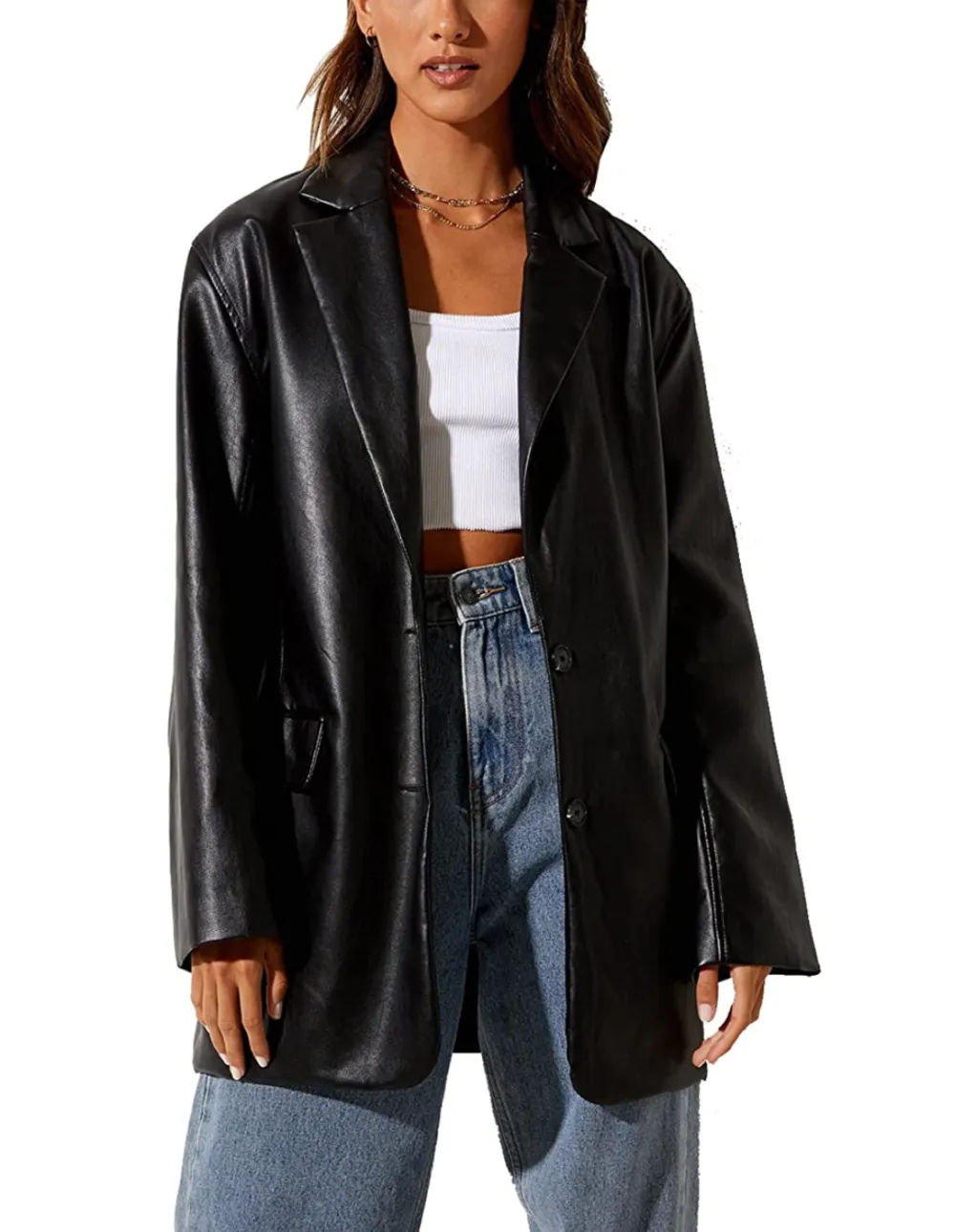 BHMAWSRT Women's Leather Blazer