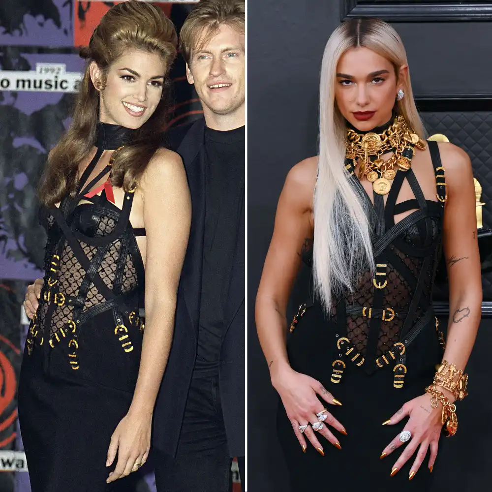 Cindy Crawford Wore Dua Lipa&rsquo;s Grammys Versace Bondage Dress 30 Years Ago