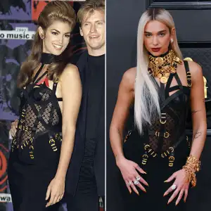 Cindy Crawford Wore Dua Lipa’s Grammys Versace Bondage Dress 30 Years Ago