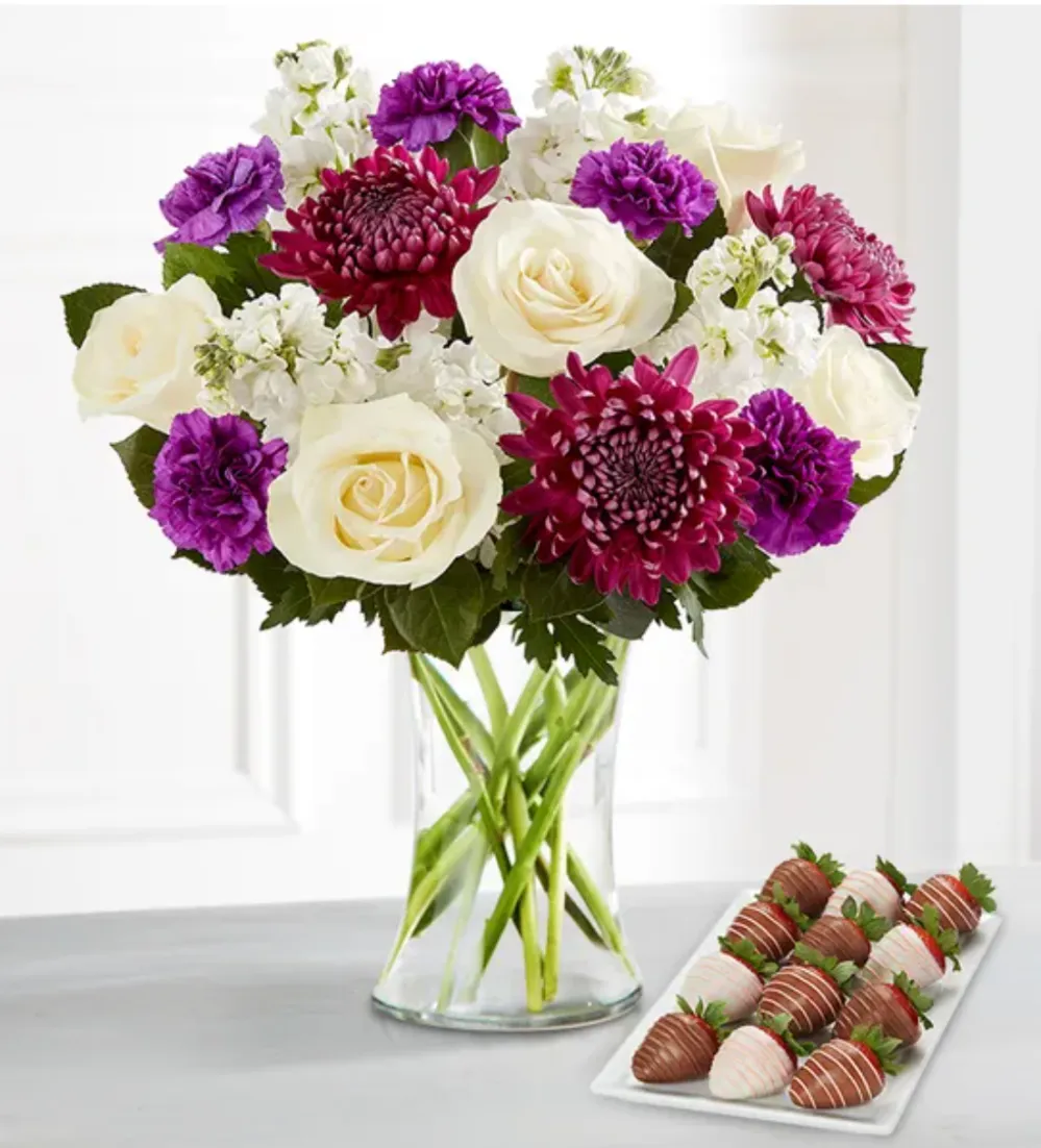 Deliciously Decadent&trade; Lavender Garden & Mother's Day Drizzled Strawberries