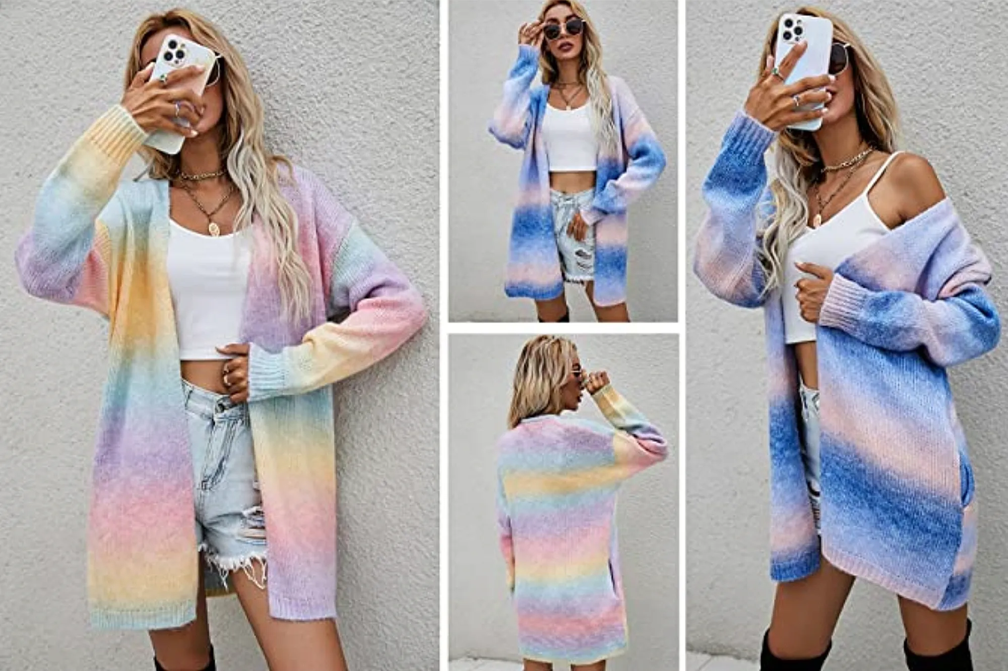 ECOWISH Women's Open Front Long Cardigan