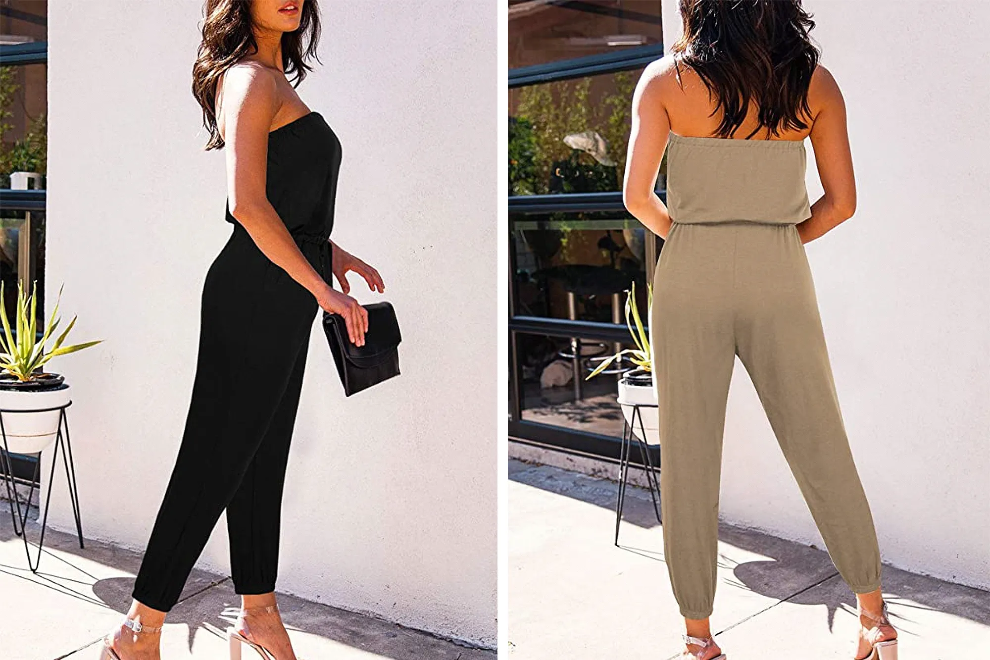 Fixmatti Women's Tube Top Romper Strapless Bandeau Jumpsuit