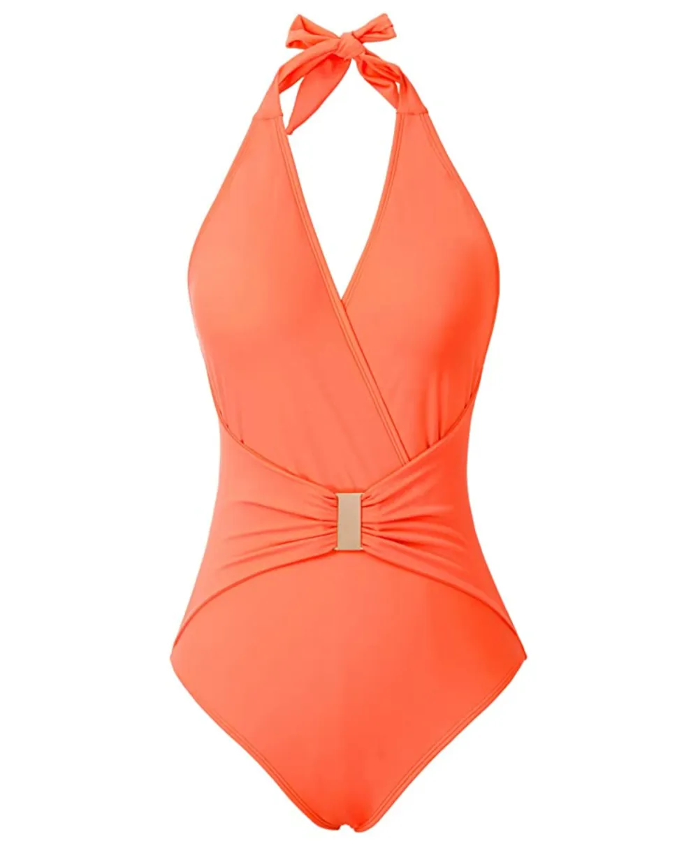 GRACE KARIN Women's Halter V Neck Swimsuit