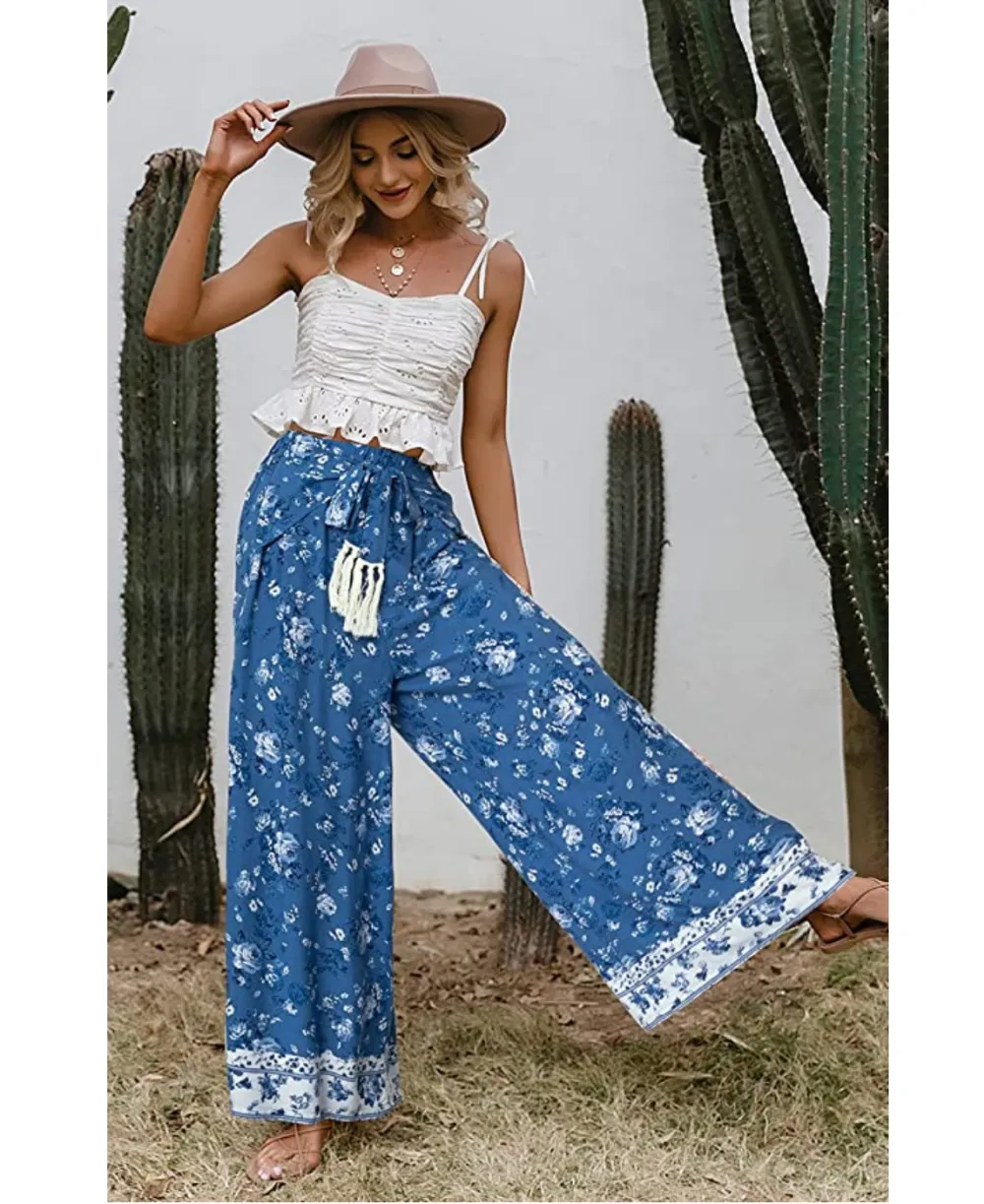 GRACEVINES Women&rsquo;s Boho Wide Leg High Waist Palazzo Pants