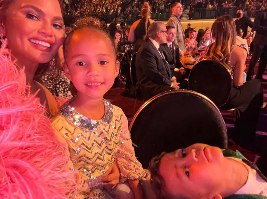 John Legend Chrissy Teigens Daughter Luna and Son Miles Attend 2022 Grammys Photos