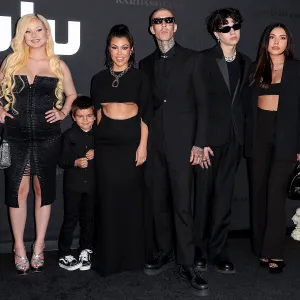 Kourtney Kardashian and Travis Barker Bring Their Blended Family to Kardashians Premiere After Wedding Ceremony 05 Alabama Barker, Reign Disick, Kourtney Kardashian, Travis Barker, Landon Barker and Atiana De La Hoya