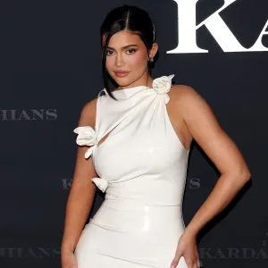 Kylie Jenner Makes Postpartum Red Carpet Return in Latex Dress at The Kardashians Premiere