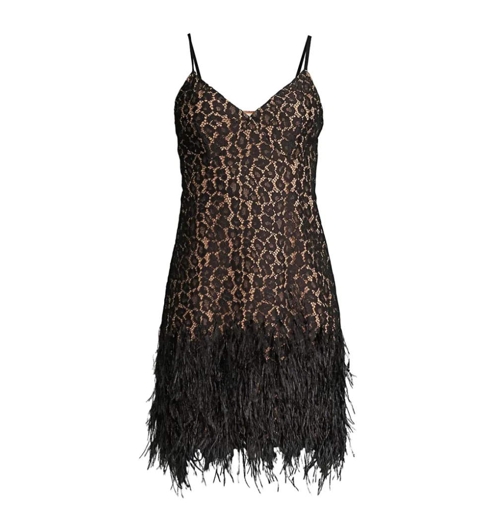 MICHAEL Michael Kors Feather Trim Lace Minidress