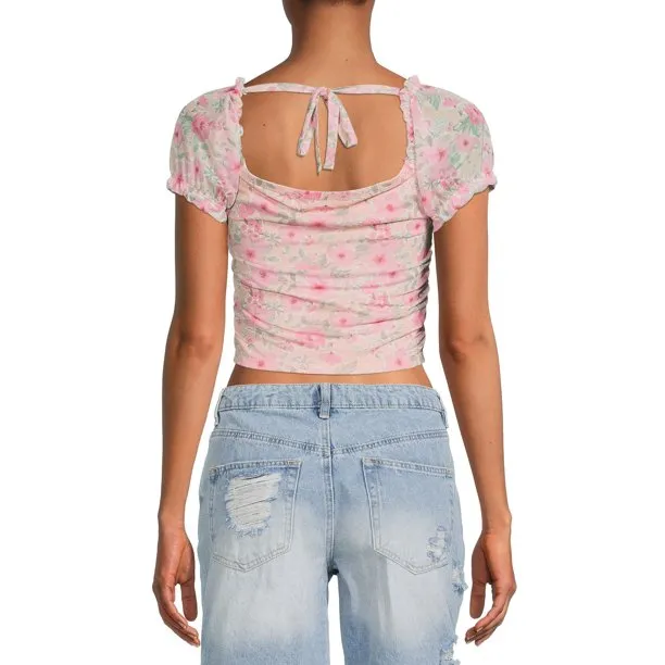 Madden NYC Women's Puff Sleeve Bustier Top