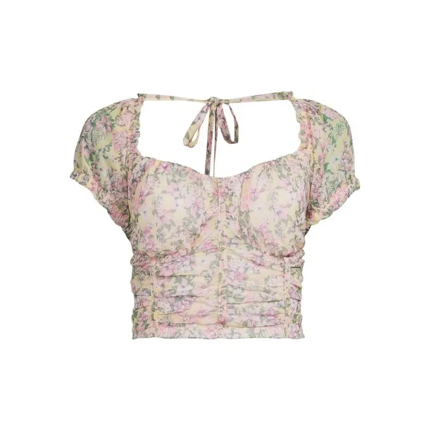 Madden NYC Women's Puff Sleeve Bustier Top