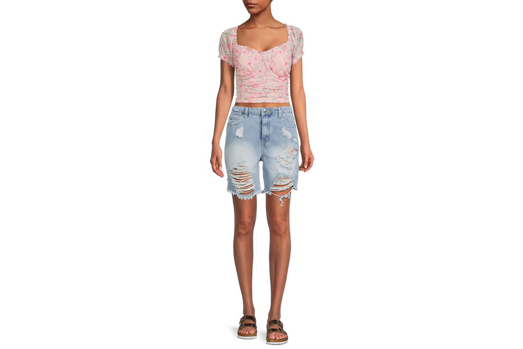 Madden NYC Women's Puff Sleeve Bustier Top