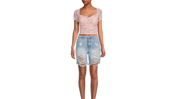 Madden NYC Women's Puff Sleeve Bustier Top