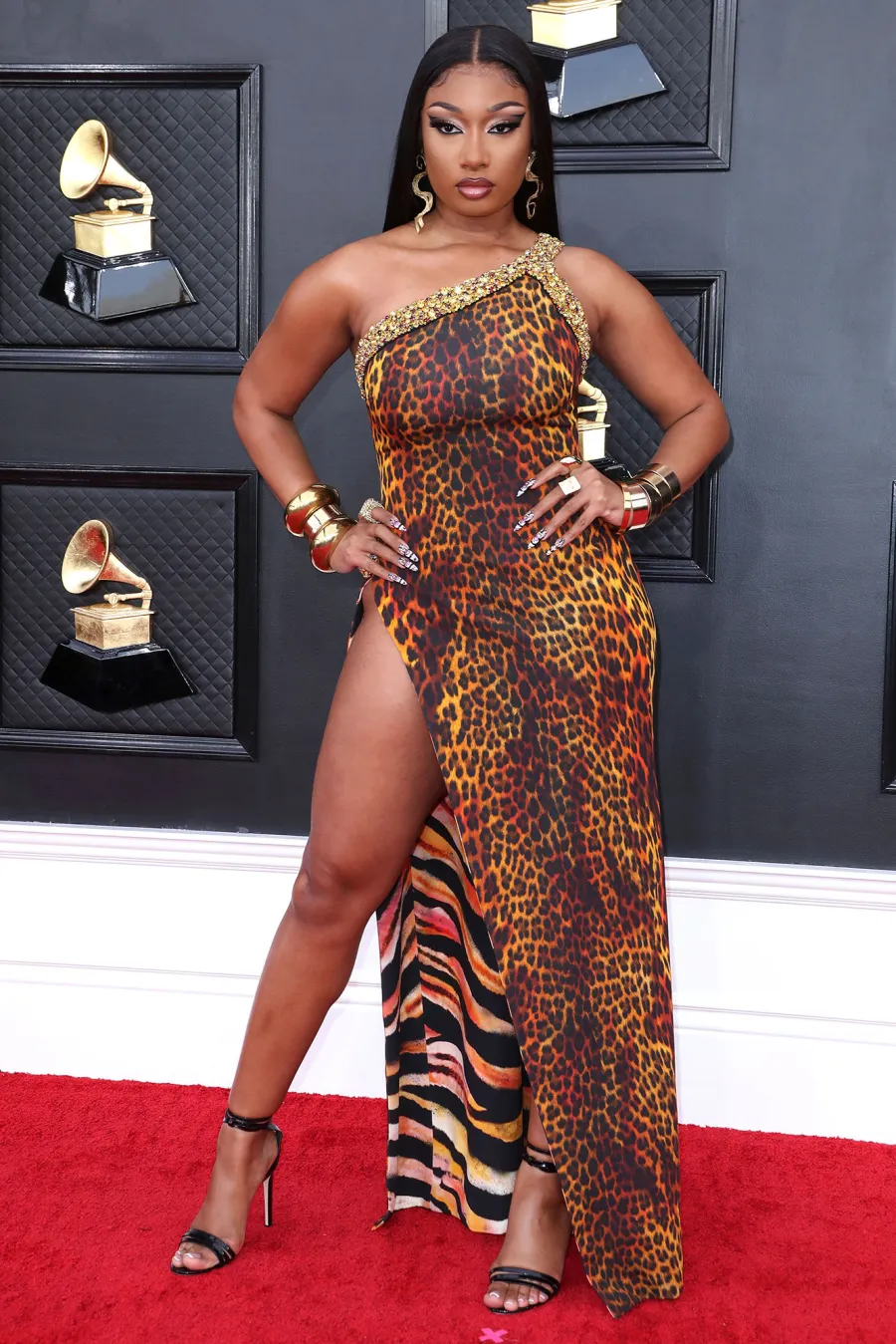 Megan Thee Stallion Red Carpet Arrival Grammys 2022