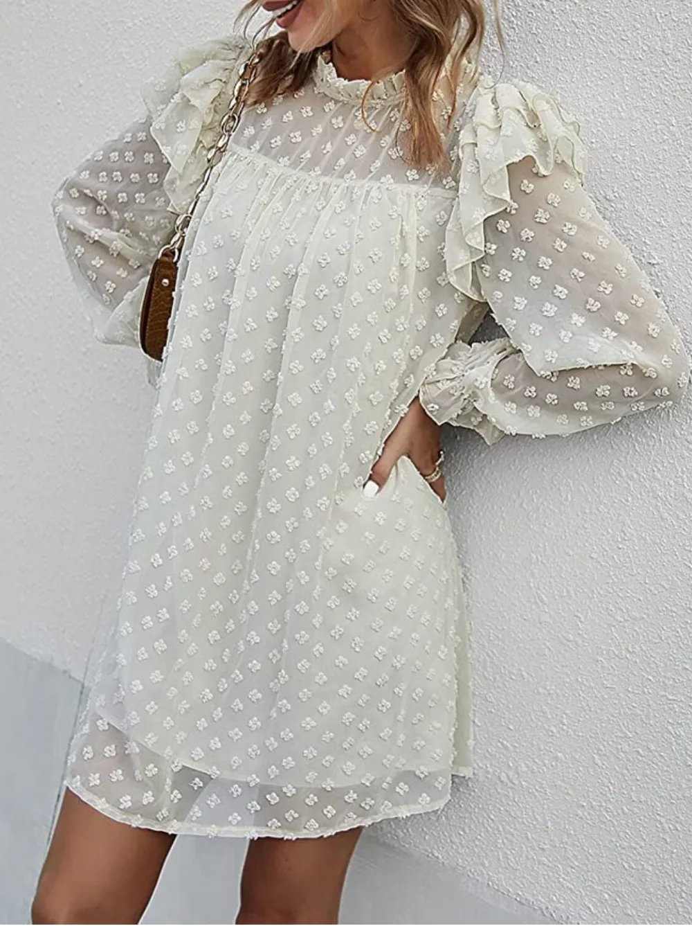 Miessial Women's Chiffon Ruffle Mini Dress