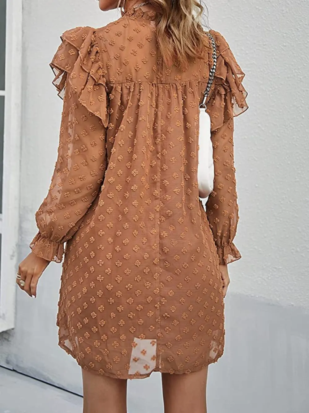 Miessial Women's Chiffon Ruffle Mini Dress