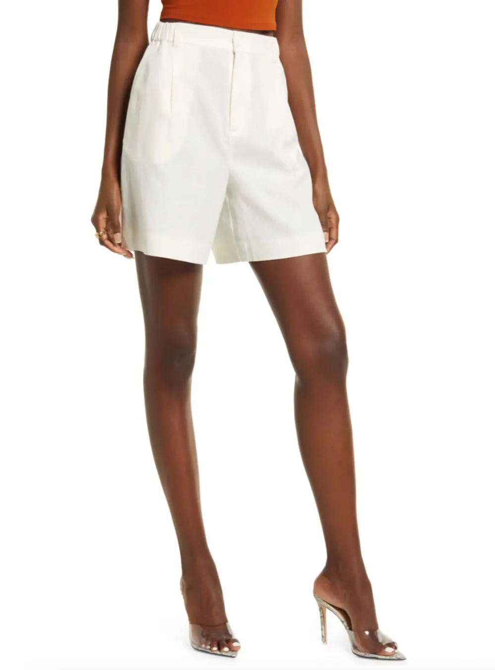 Open Edit Women's Linen Blend Bermuda Shorts